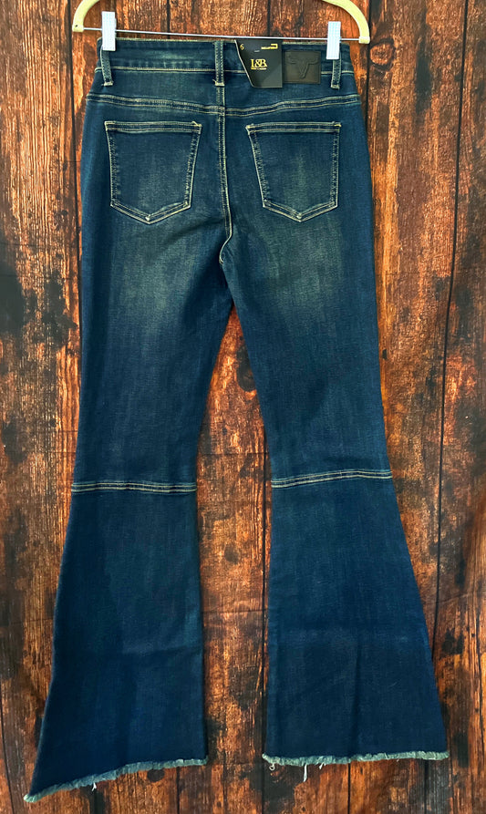 Dark Washed Lucky and Blessed Flare Jeans