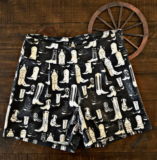 Black Snake Skin/Boots Shorts