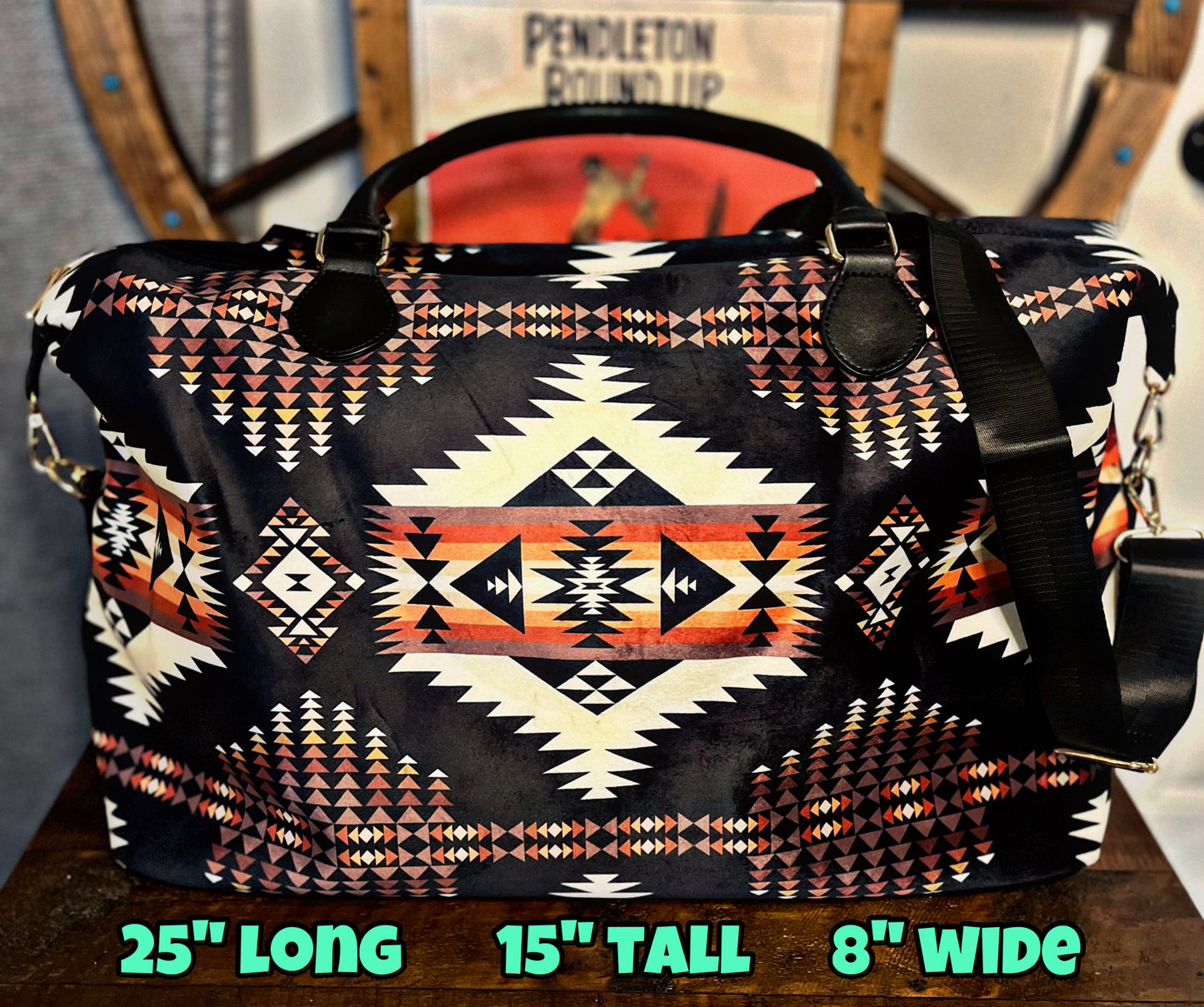 Black Southwest Print Weekend Bag