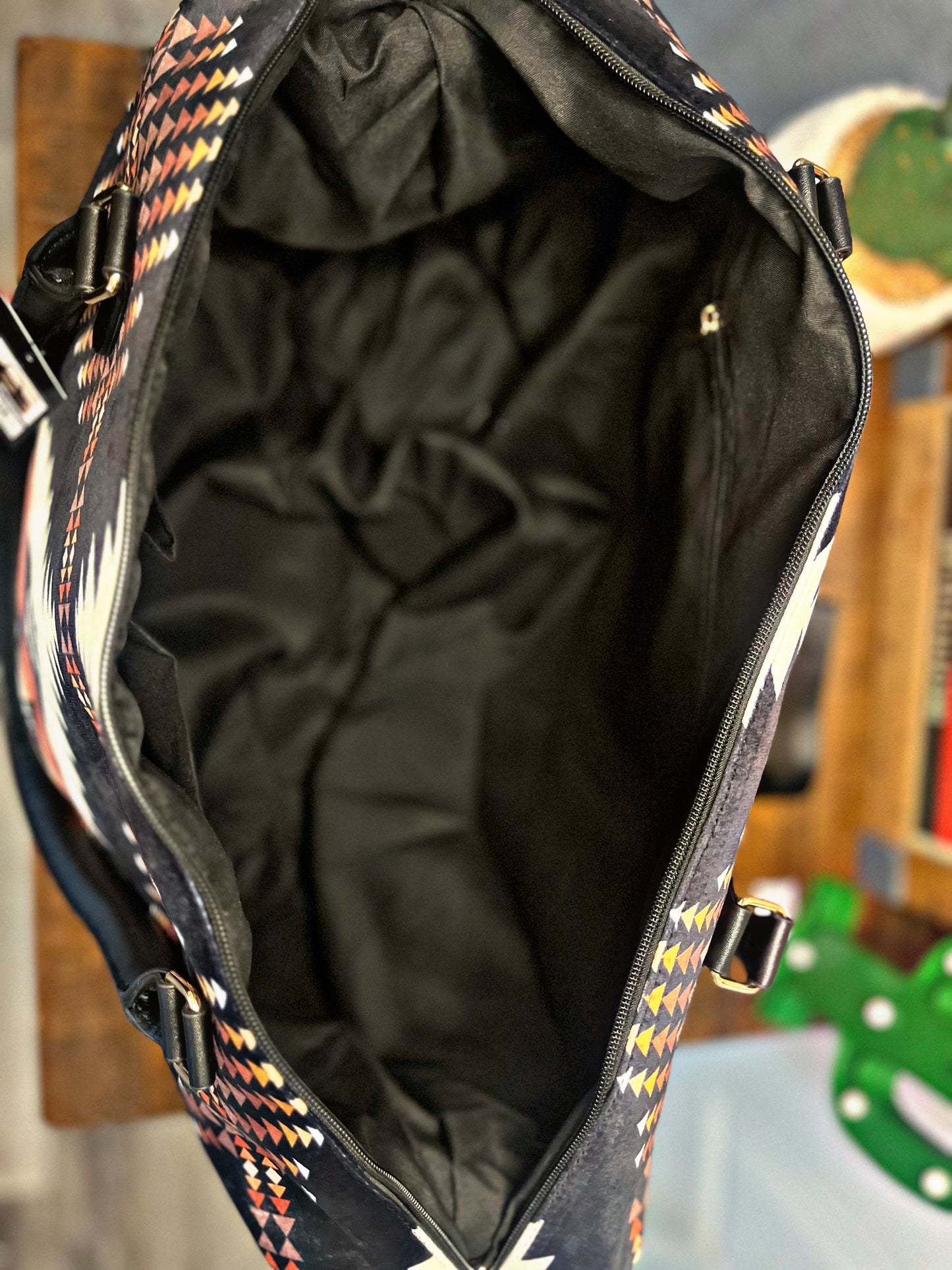 Black Southwest Print Weekend Bag