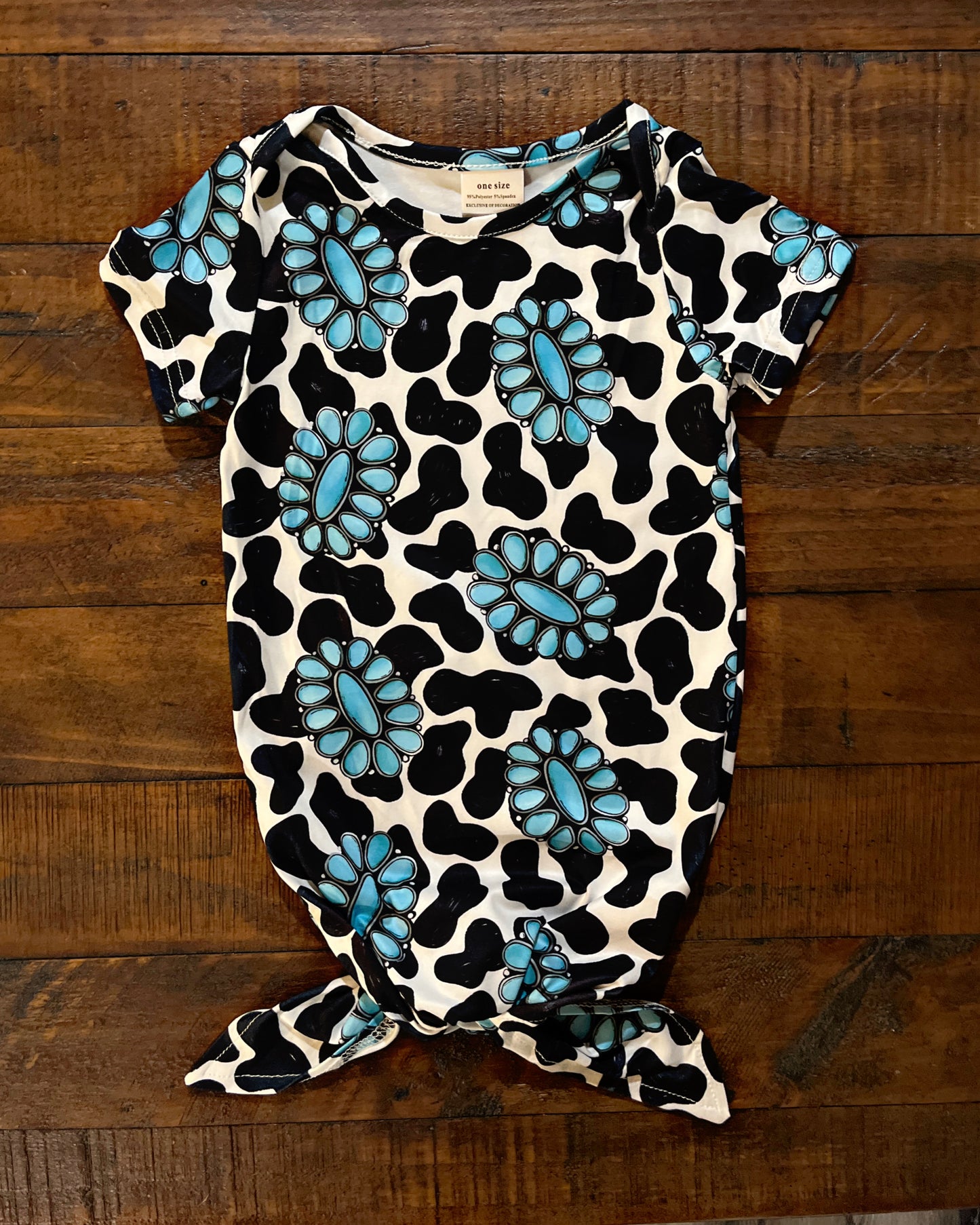 Cow and Turquoise Stone Infant Gown