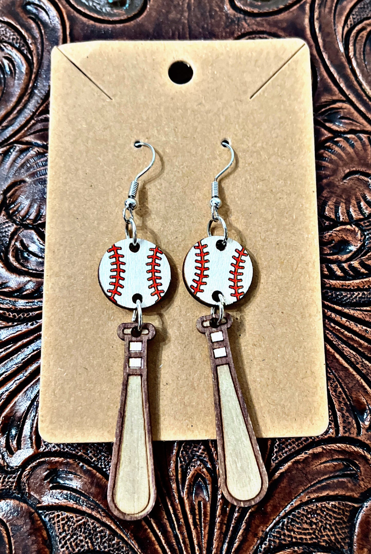 Baseball and Bat Earrings