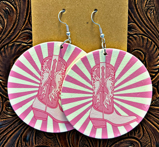 Wooden Western Themed Earrings