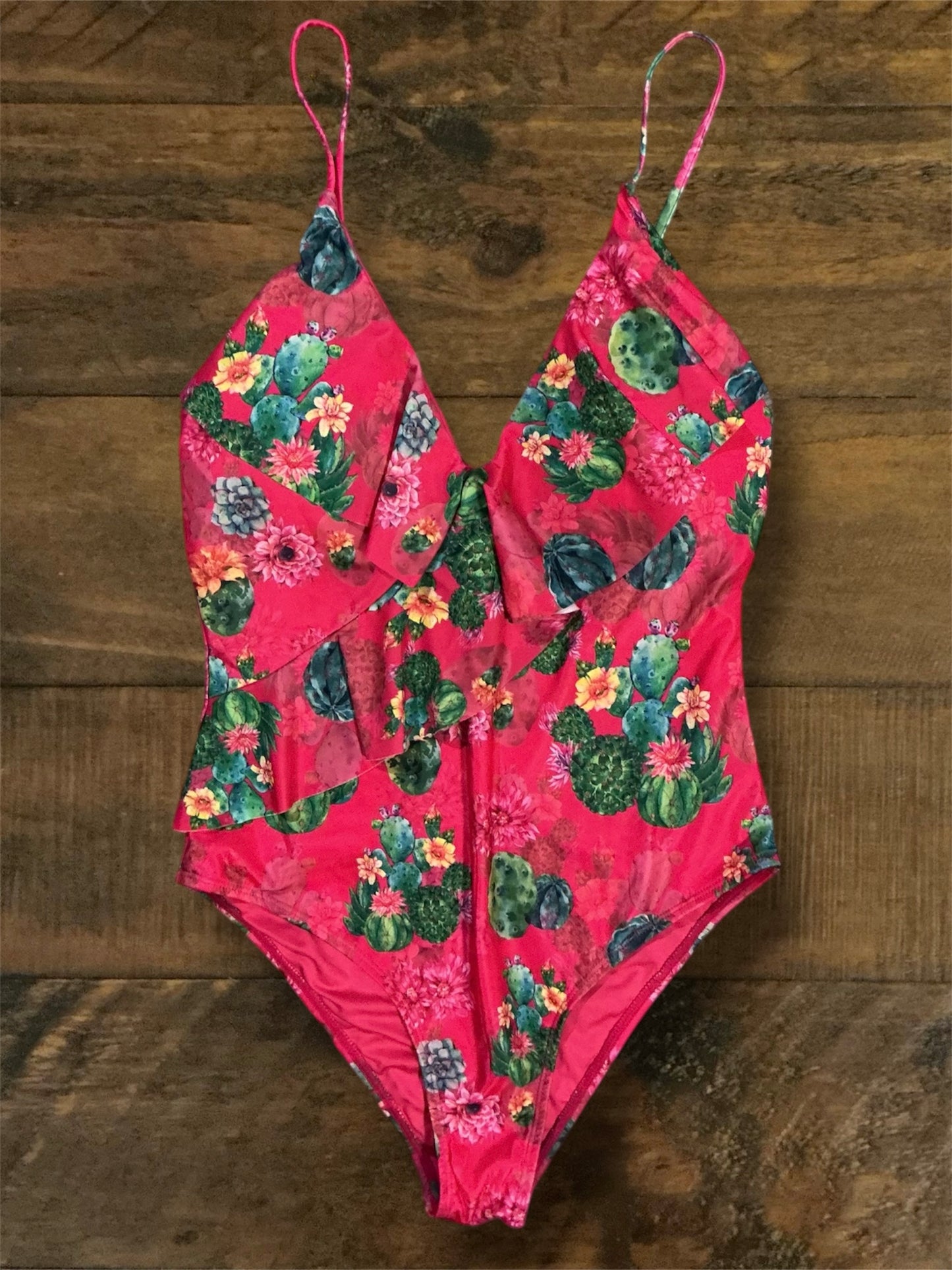 Pink Cactus Surplice Swimsuit