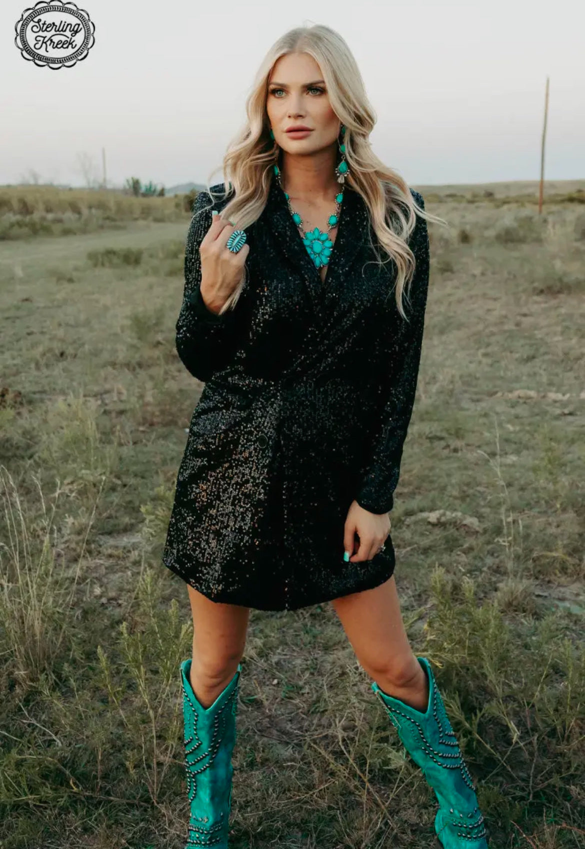 Black Sequin Blazer Dress