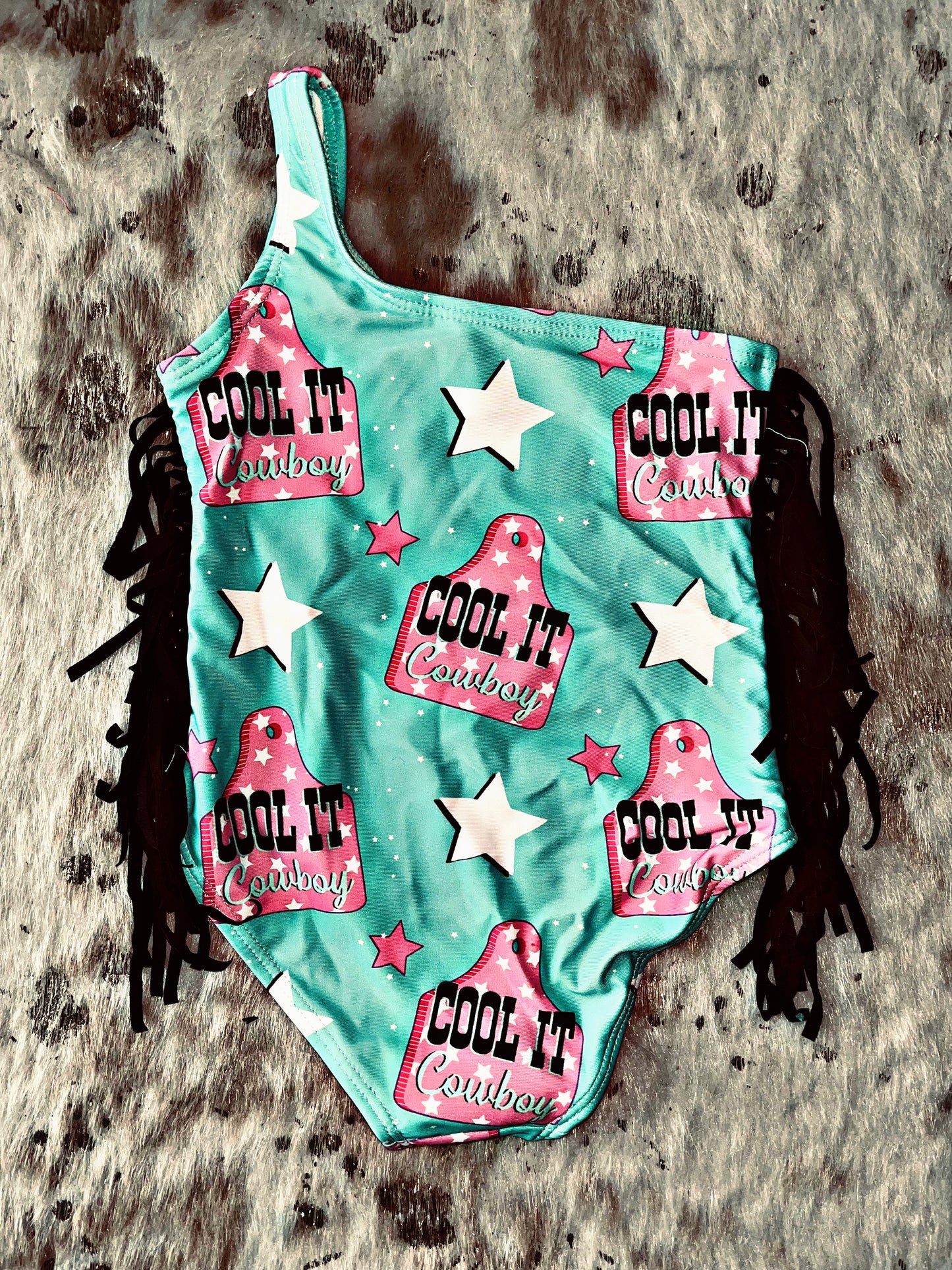 Little Girls Fringe “Cool It Cowboy” Swimming Suit