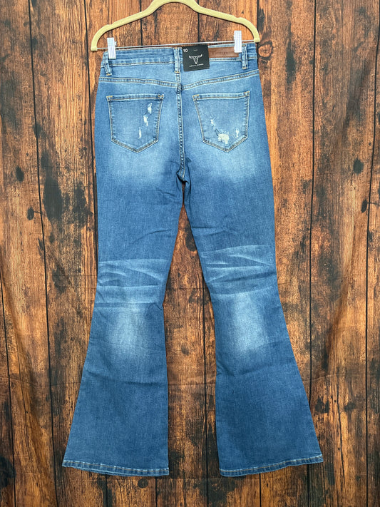 Lucky and Blessed Five Button Flare Jeans