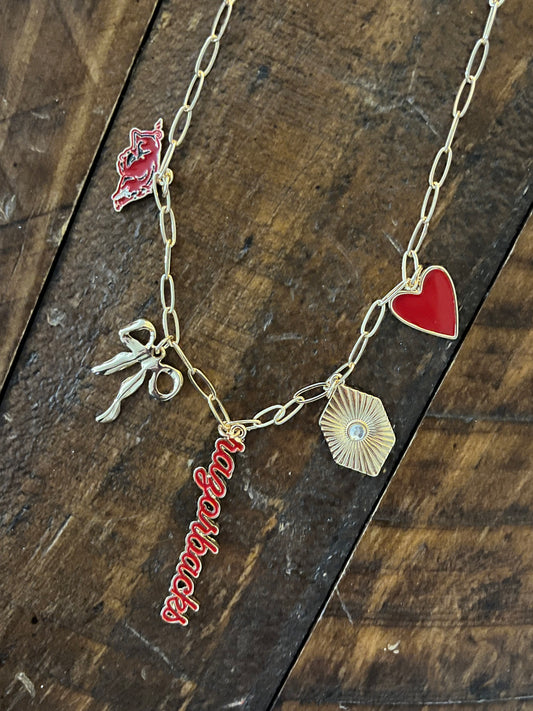 Arkansas Razorback Paper Clip Charm Necklace