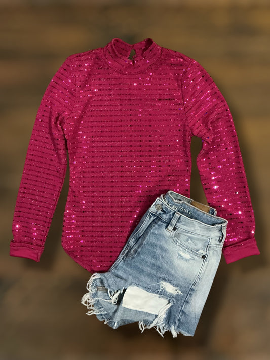 Pink Sequin Bodysuit