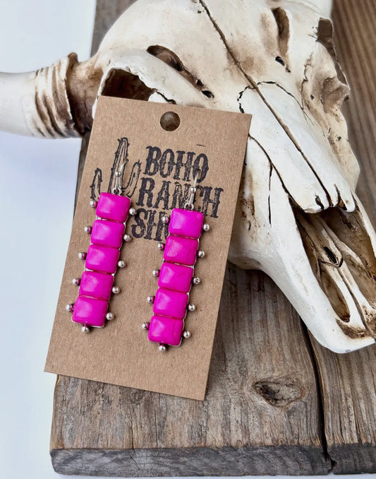 Western Stone Bar Drop Earrings