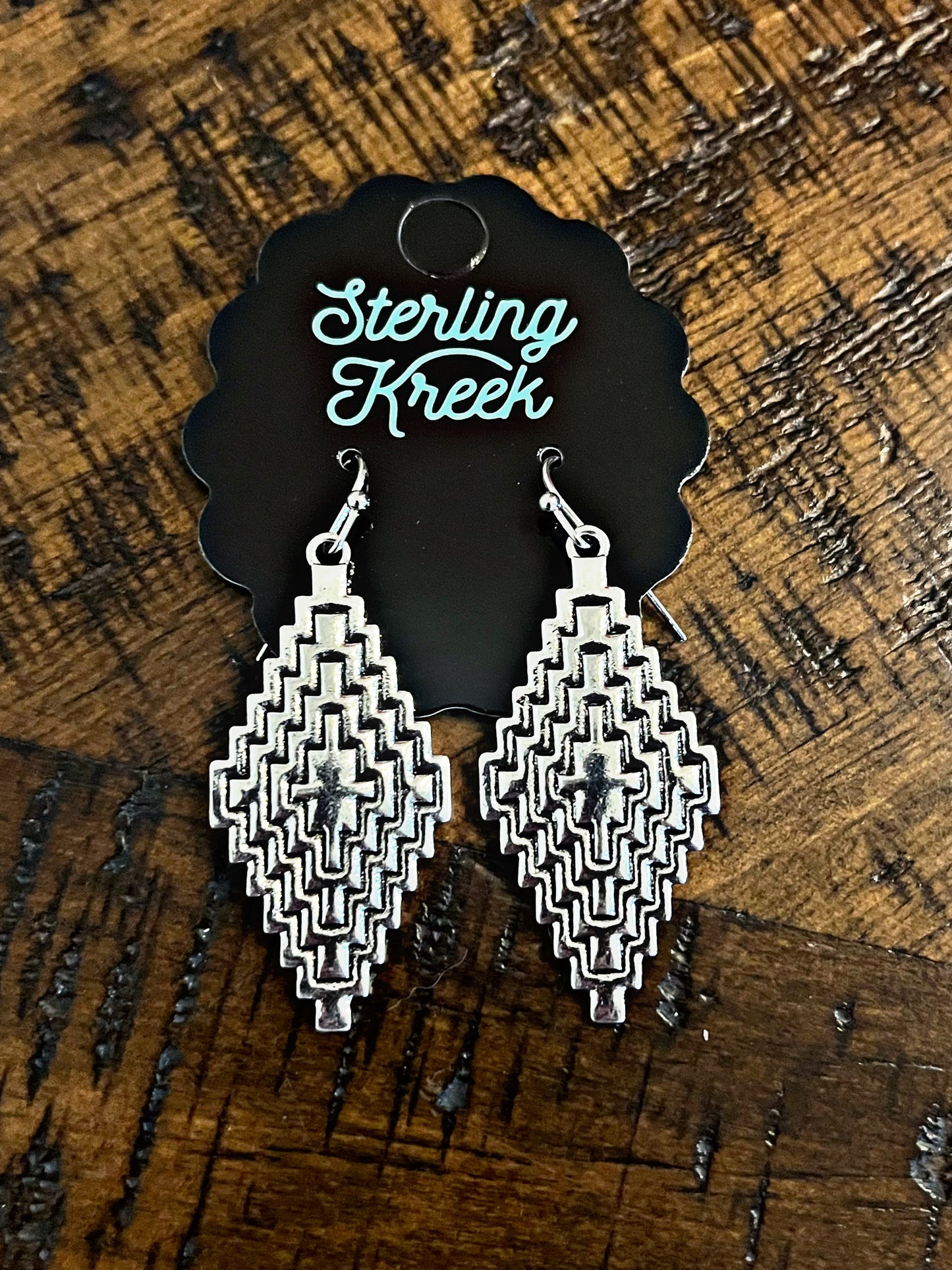 Diamond Shaped Silver Earrings