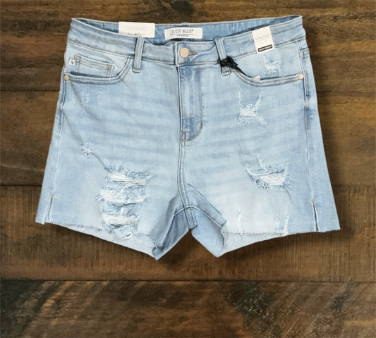 “Mia” - High Waisted/Side Slit Cutoff Shorts