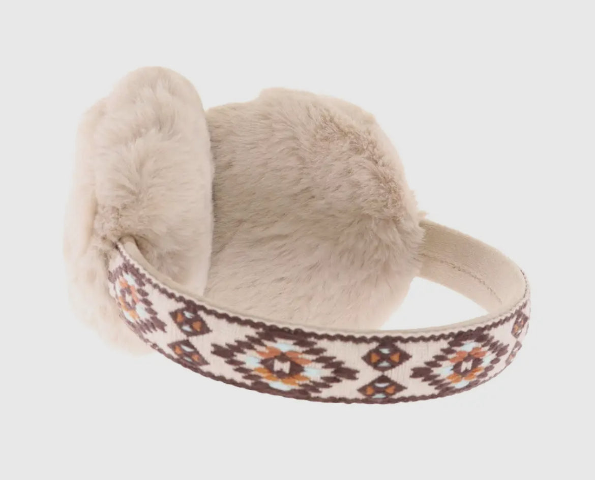 Beige Aztec Earmuffs