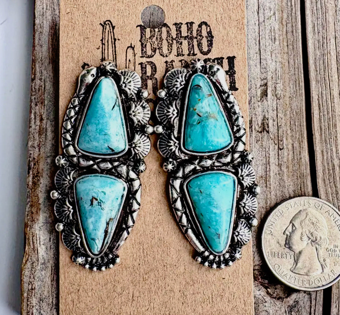 Western Snake Turquoise Earrings