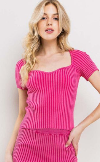Pink Ribbed Crop Top