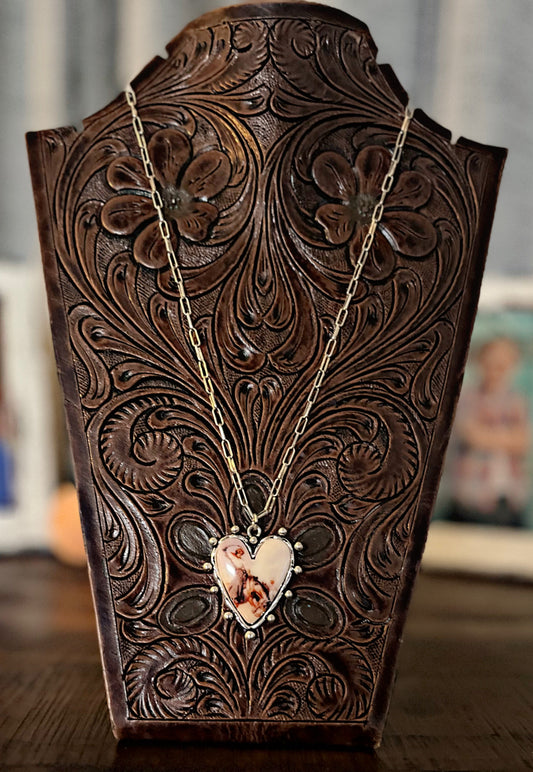 Pink Heart & Cowgirl Scene Necklace