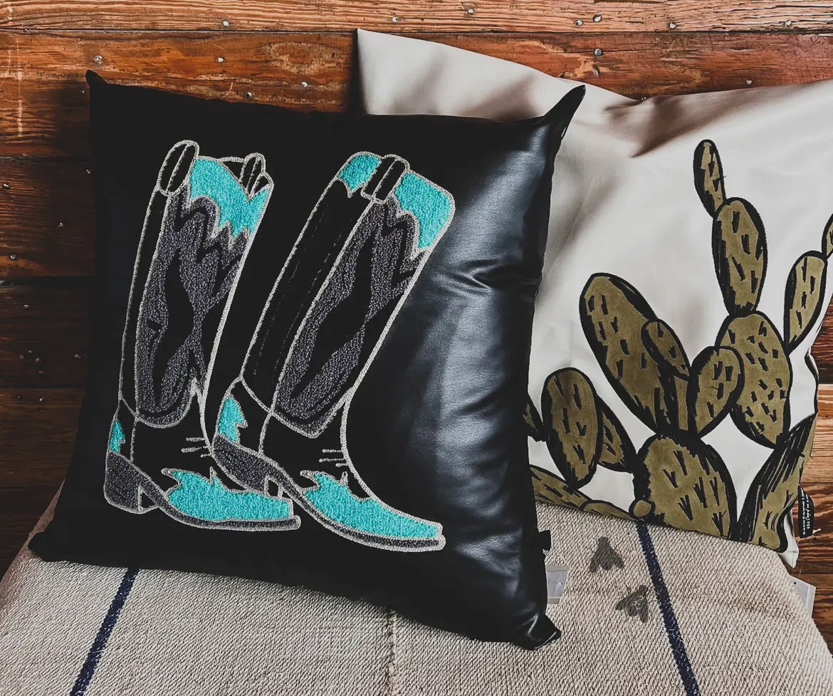 Black and Blue Boot Pillow Cover