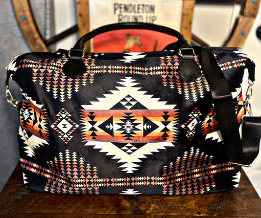 Black Southwest Print Weekend Bag