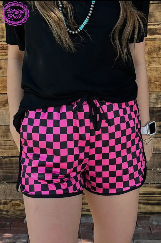 Pink/Black Checkered Shorts