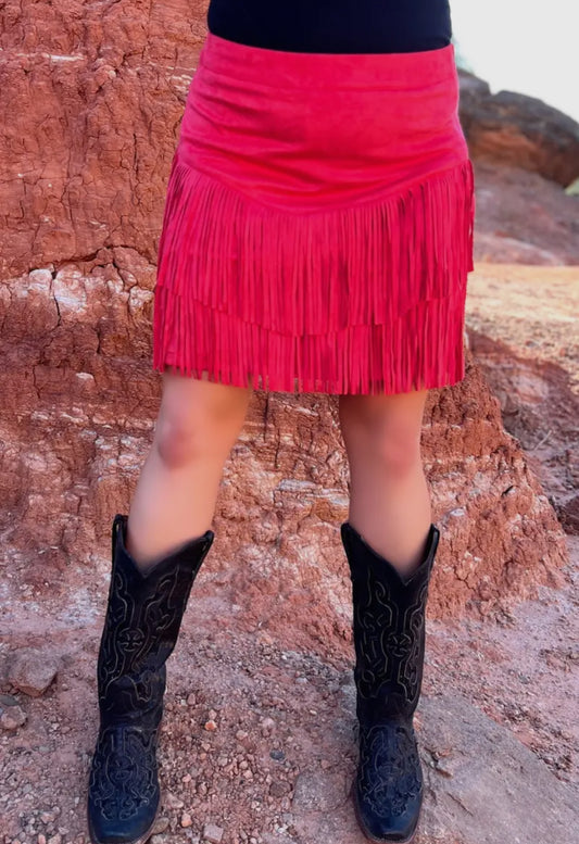 Red Fringe Skort