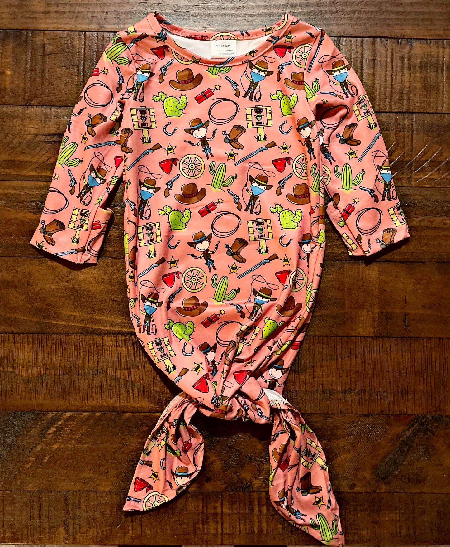 Pink Western Print Infant Gown