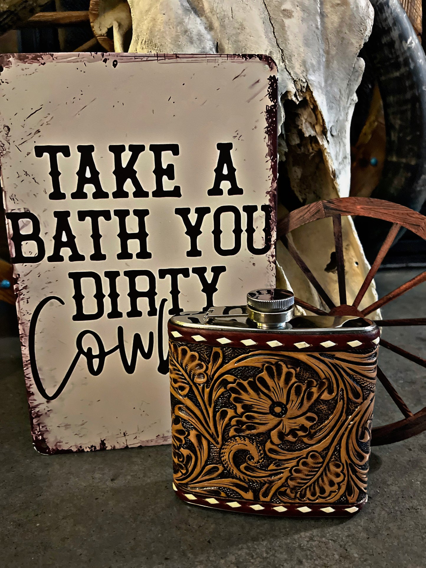 16 oz Tooled Flask