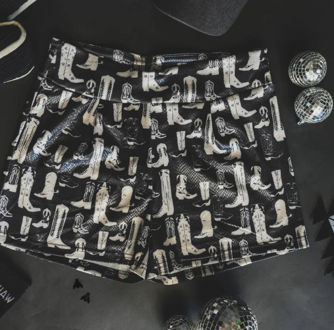 Black Snake Skin/Boots Shorts