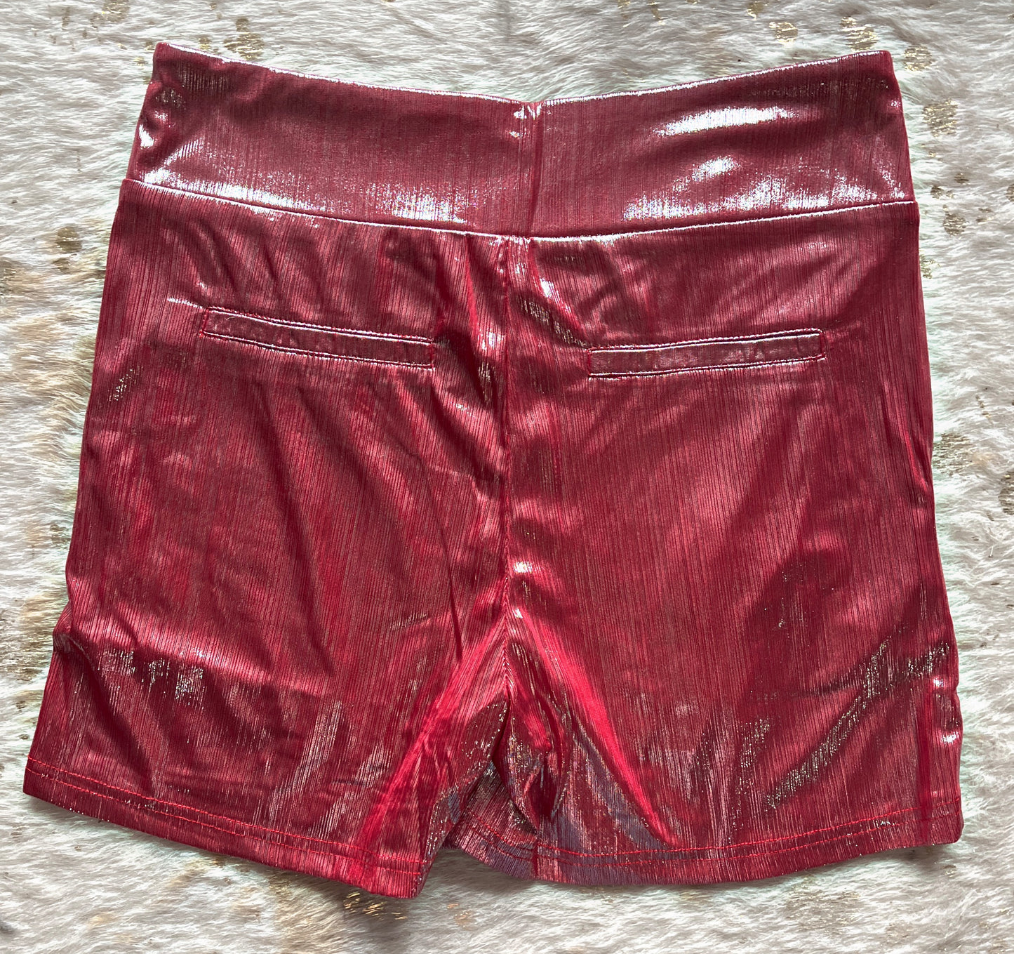 Pink Shiny Metallic Shorts