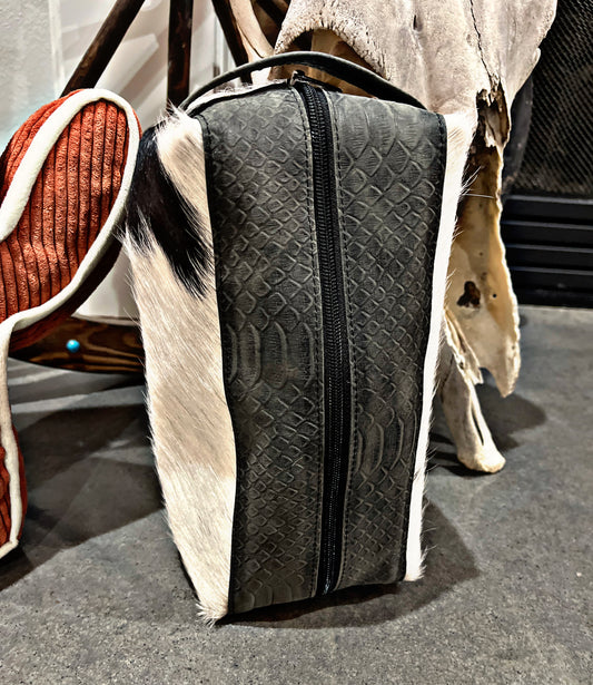 Black/Cowhide Toiletry Bag