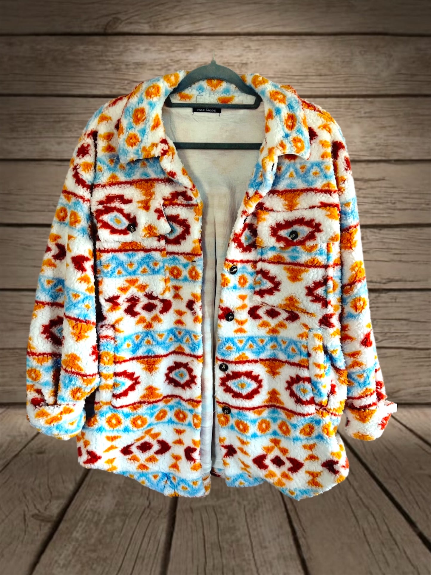 White/Red/Orange Aztec Jacket