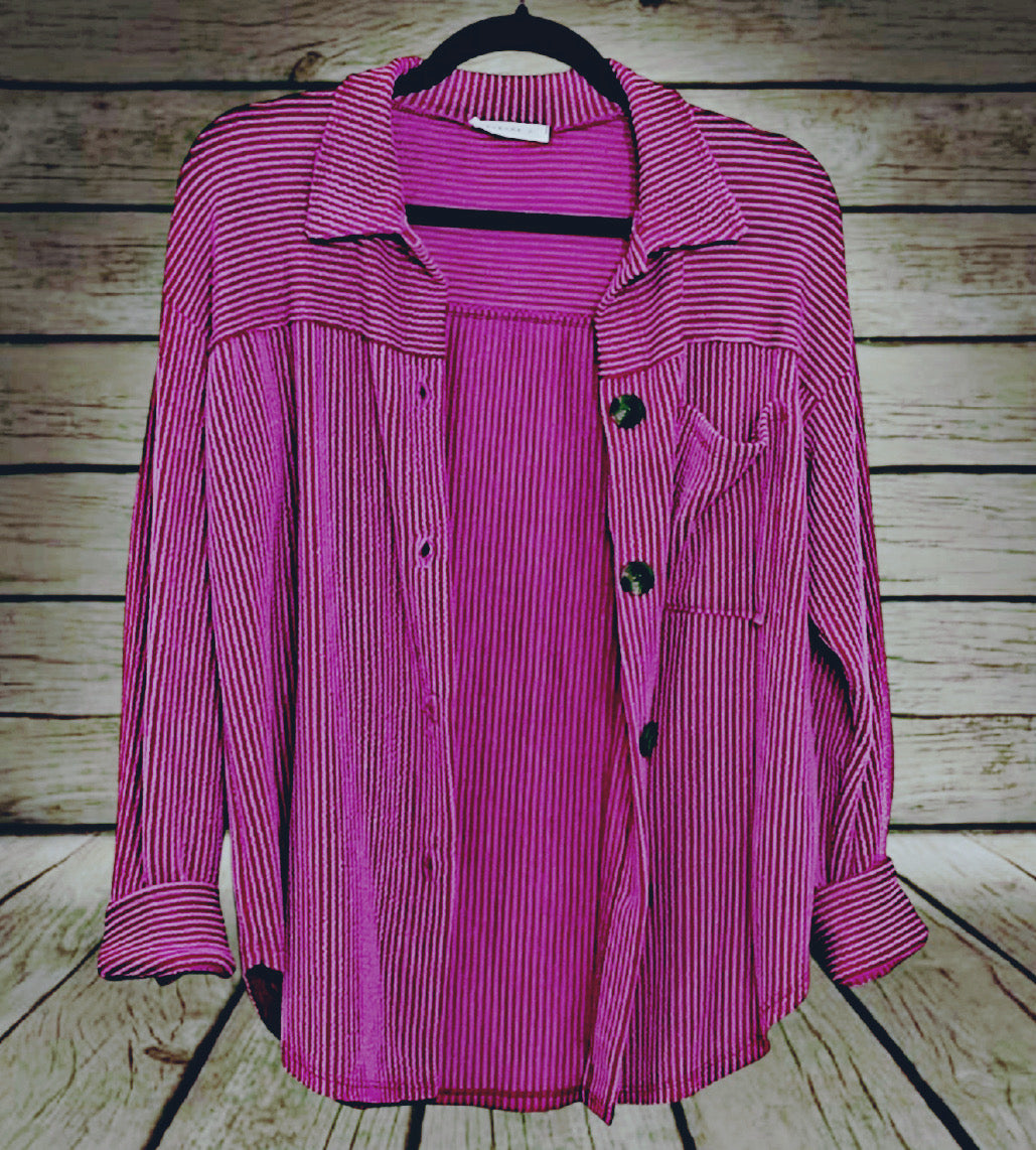 Pink Ribbed Shacket