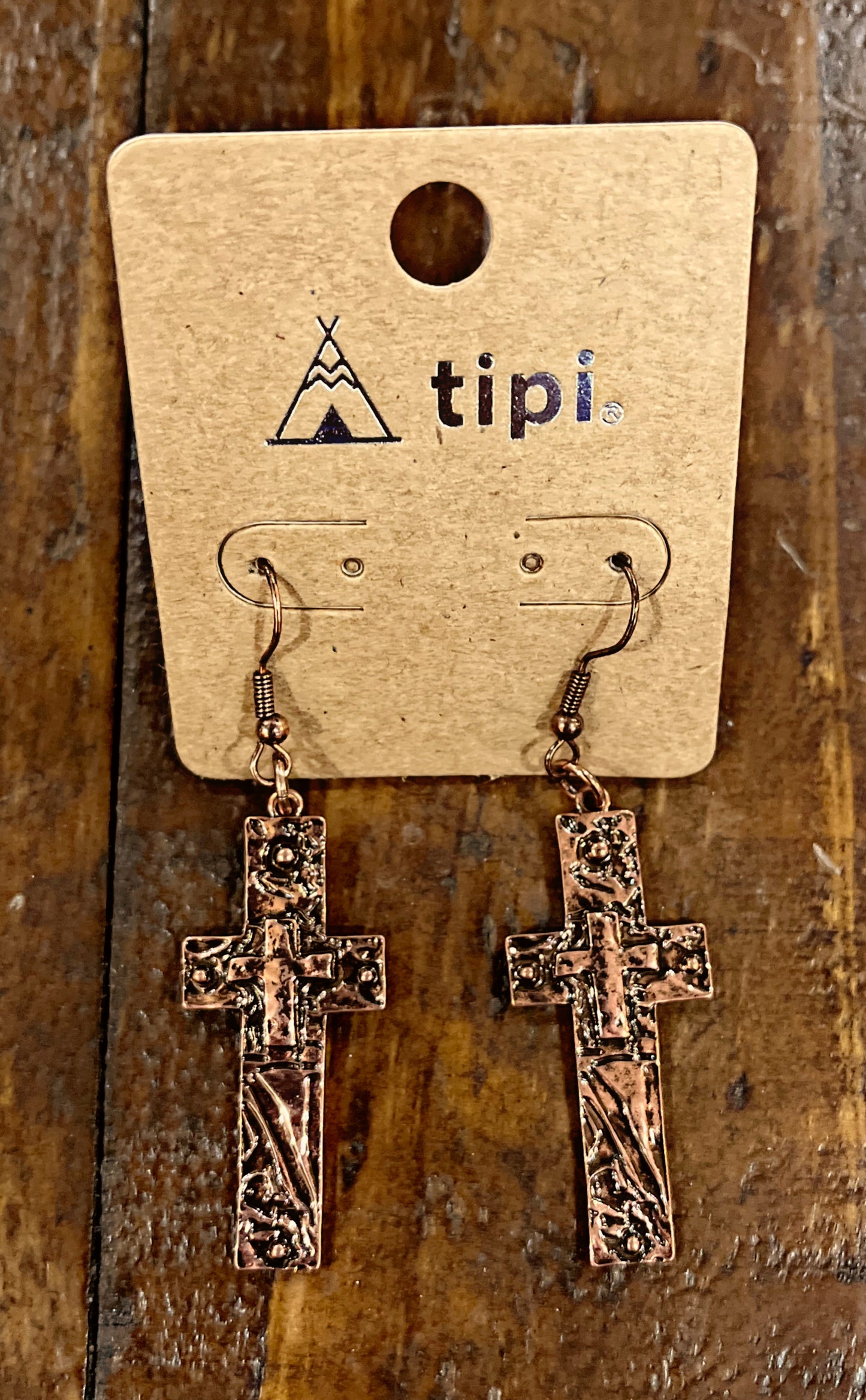 Copper Cross Earrings