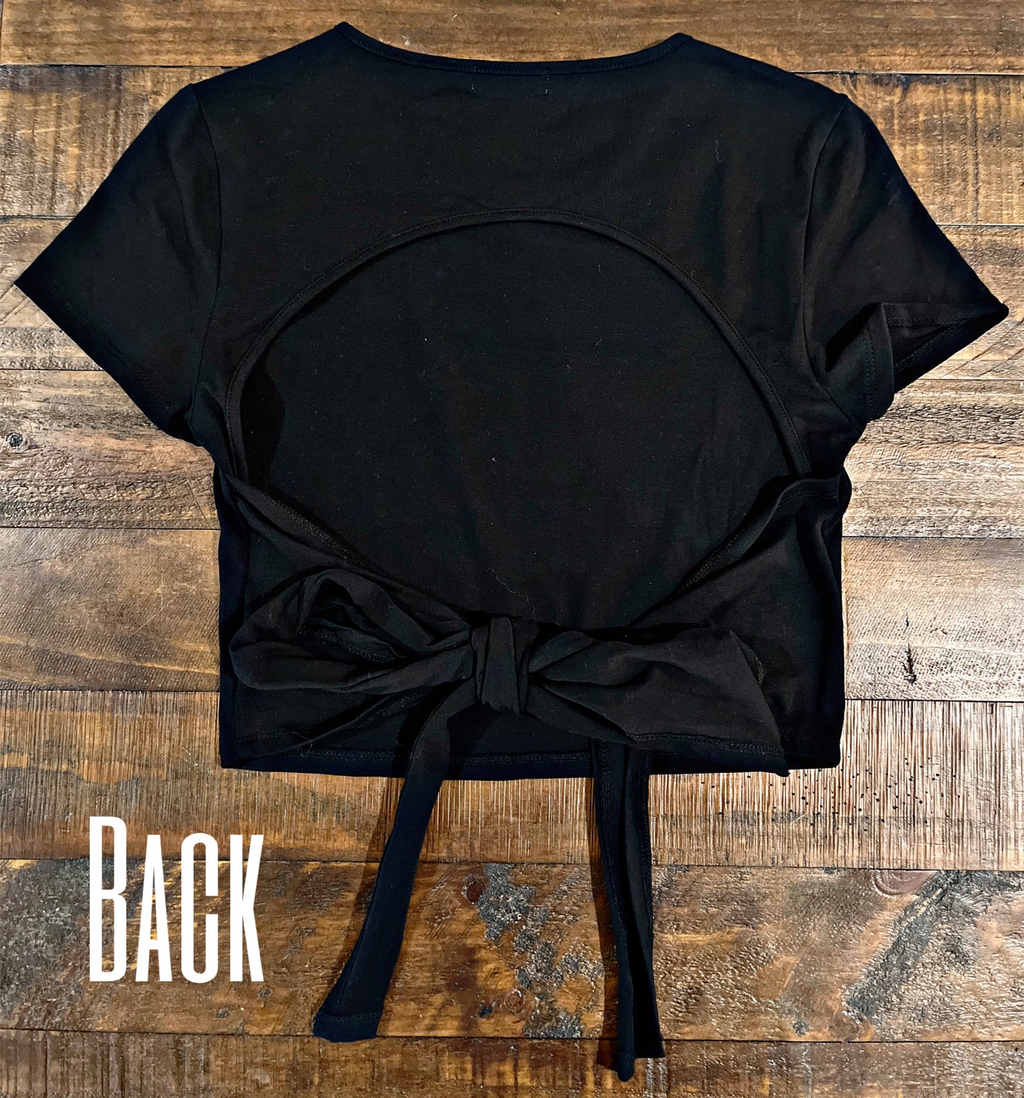 Black Open Back Tie Top