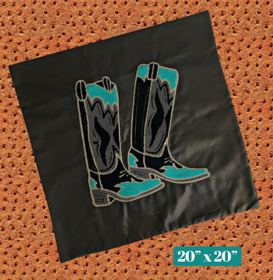 Black and Blue Boot Pillow Cover
