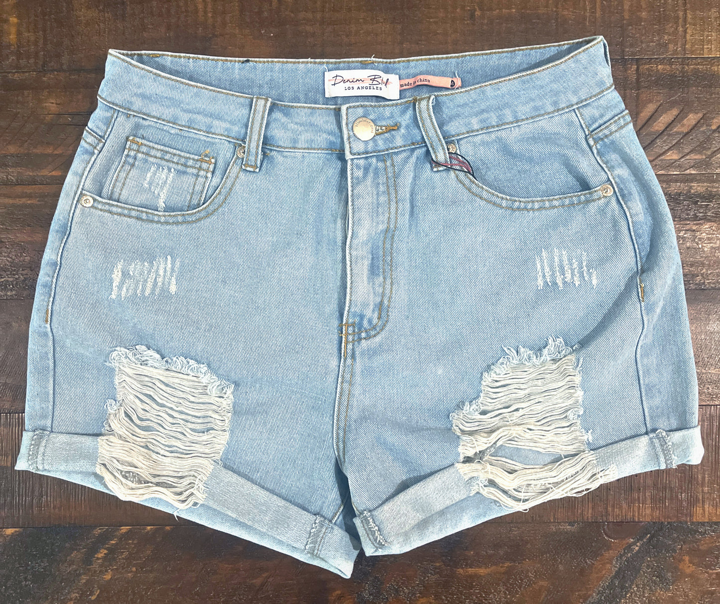 Light Wash Cuffed Shorts