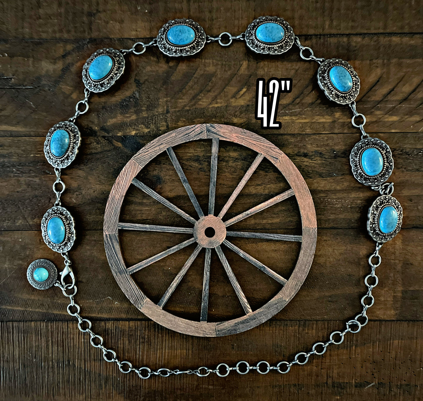 Oval Turquoise Stone Chain Belt