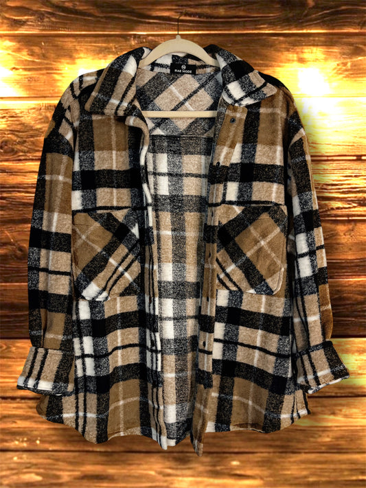 Camel/Black/Beige Flannel Shacket