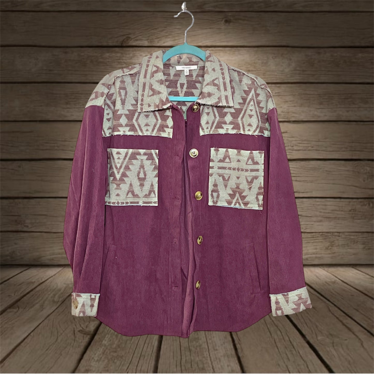Purple Aztec Corduroy Shacket