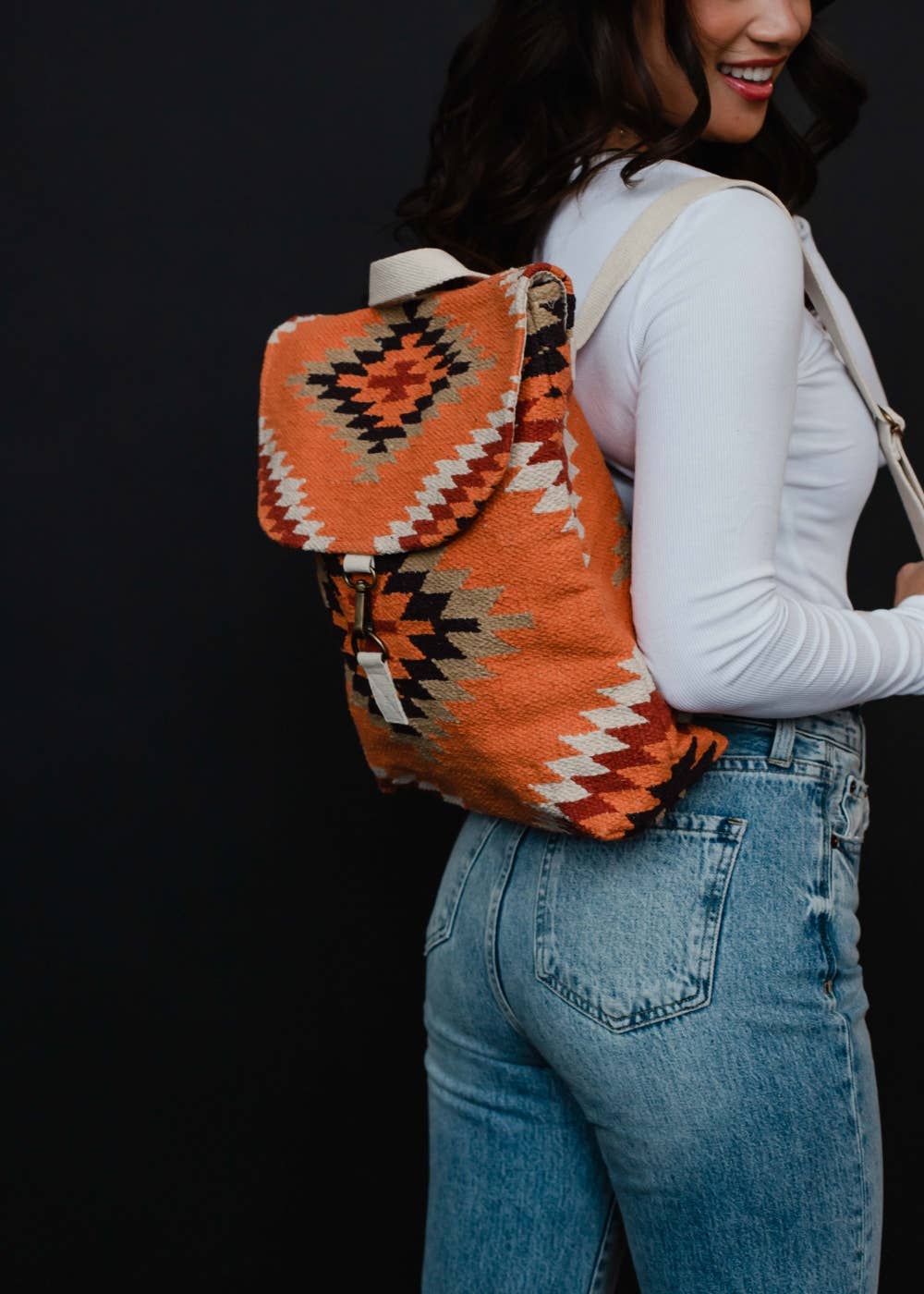 “Alabama” - Orange, White & Red Aztec Backpack