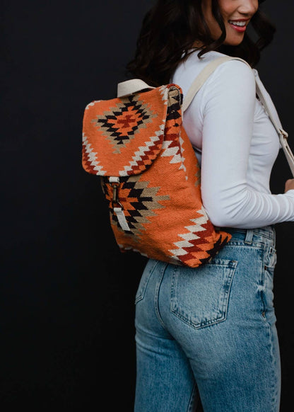“Alabama” - Orange, White & Red Aztec Backpack