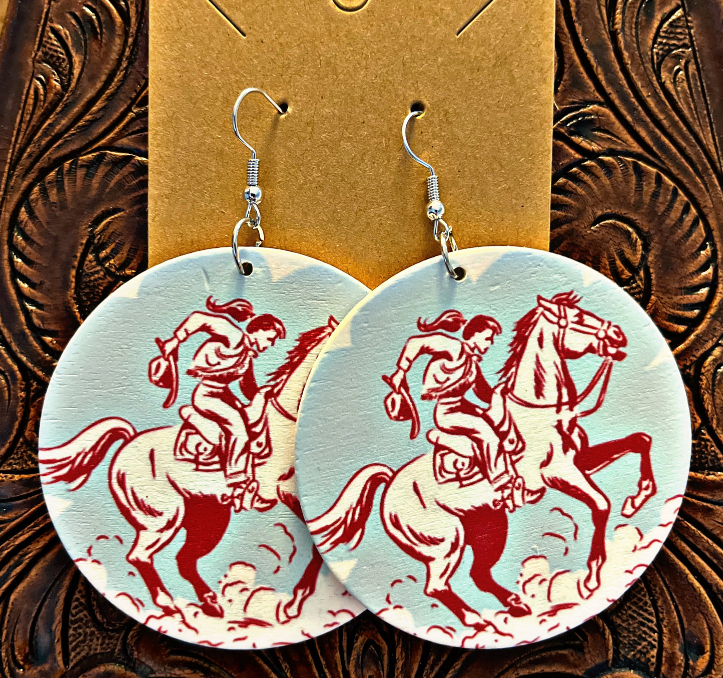 Wooden Western Themed Earrings