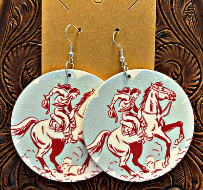 Wooden Western Themed Earrings