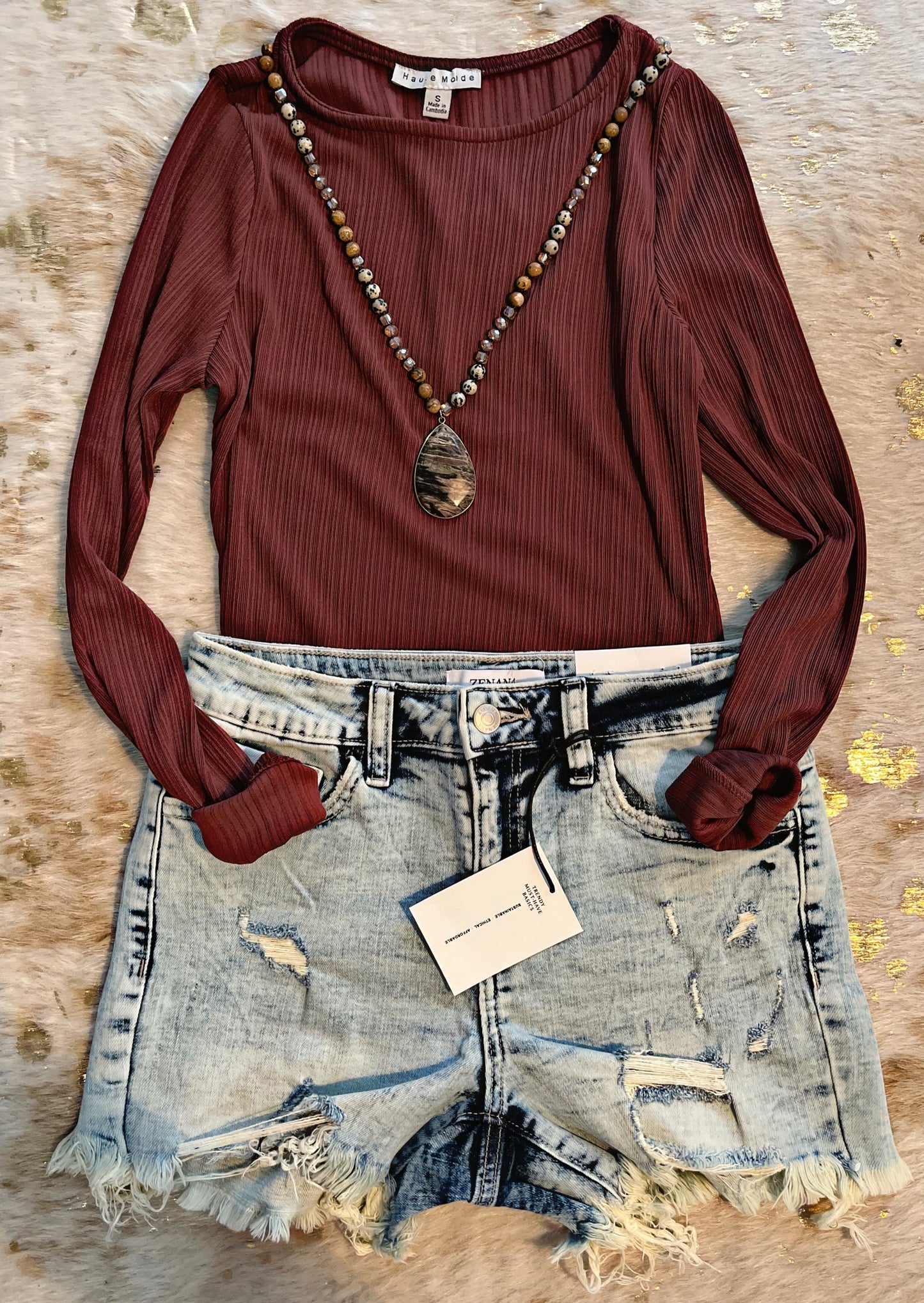 Burgundy Ribbed Bodysuit