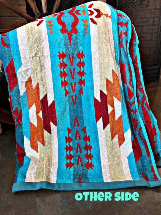 Blue/Red Aztec Towel