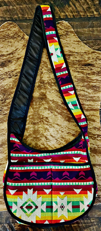 Large Moon Shaped Messenger Bag with Southwest Prints