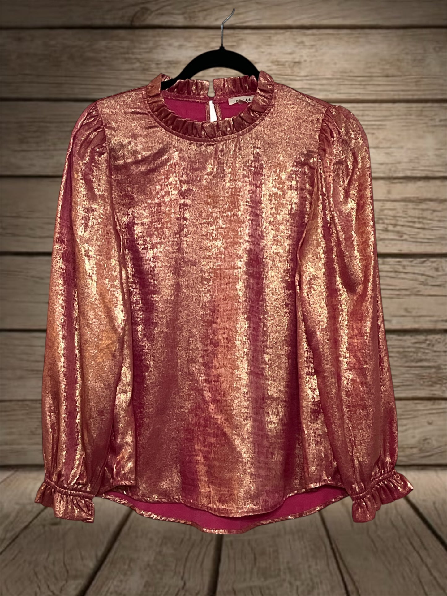 Pink Metallic Long Sleeve Top