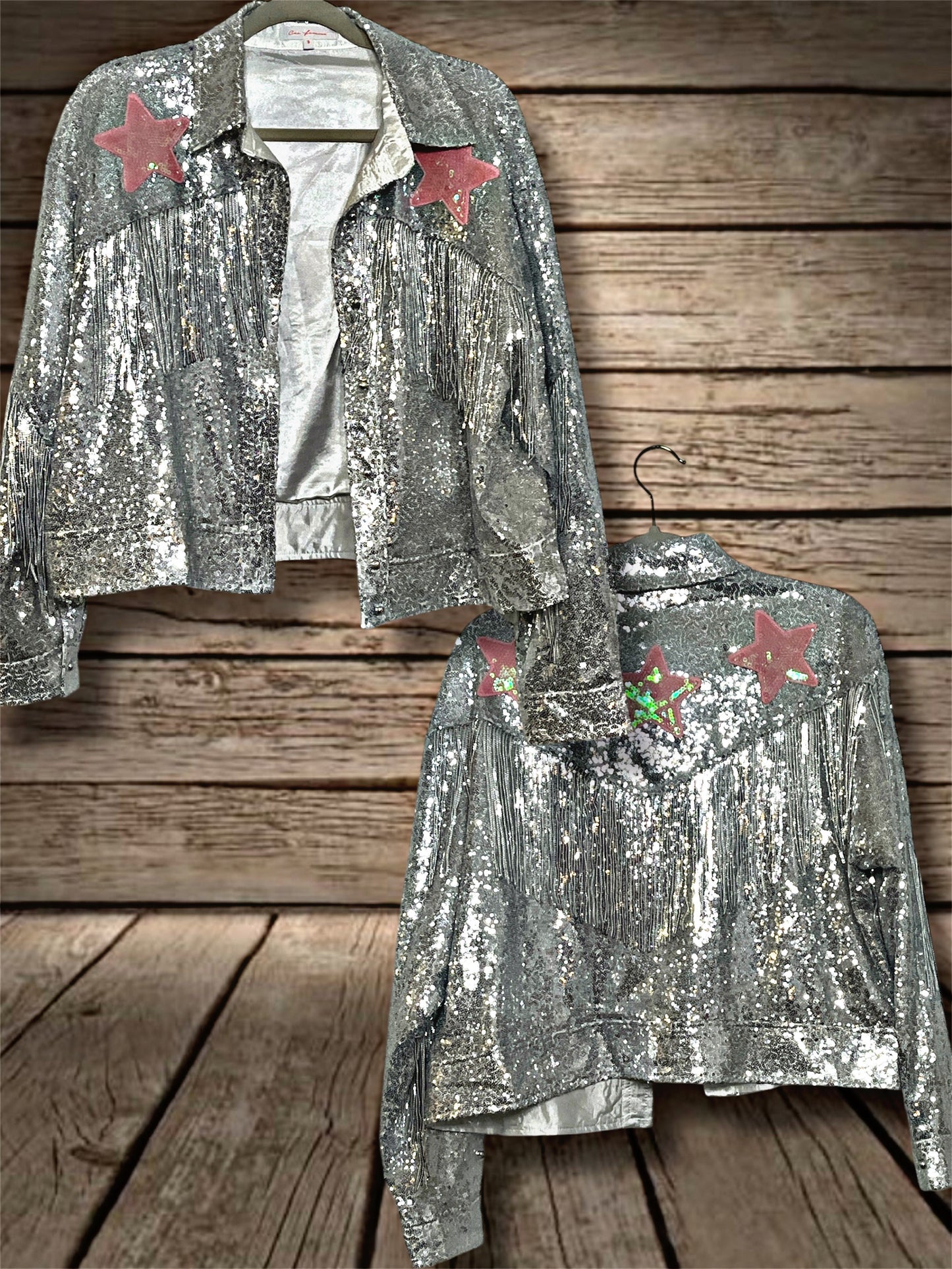 Silver/Star Sequin Fringe Jacket