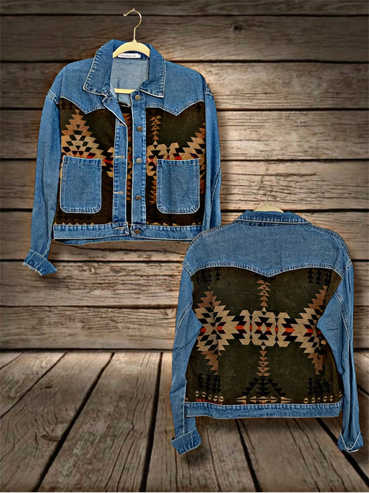 Olive/Aztec Denim Jacket