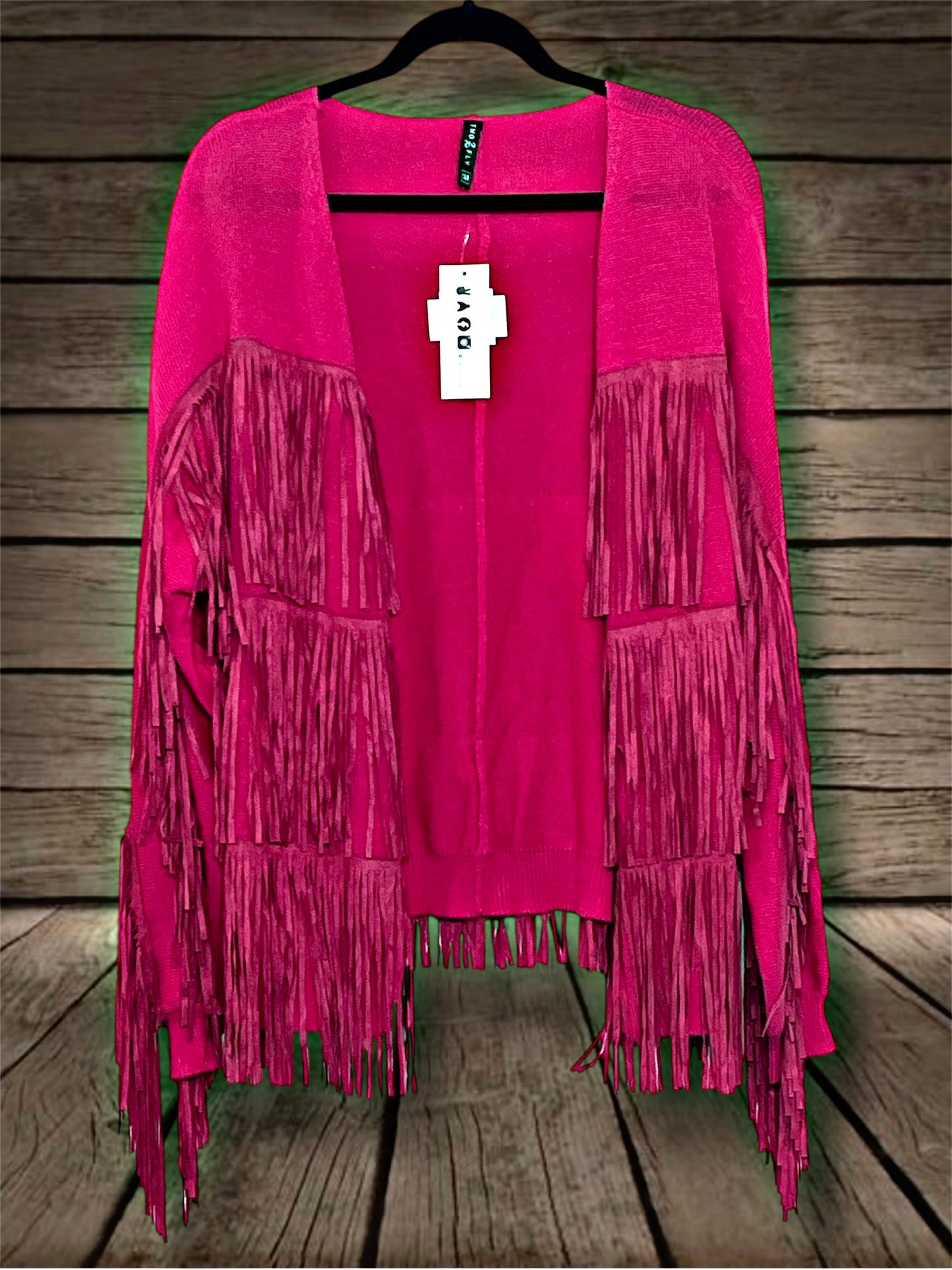Pink Fringed Cardigan