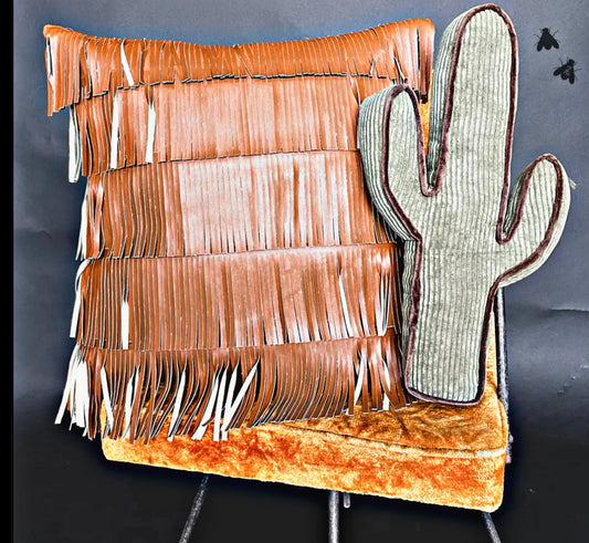 Tan Fringe Pillow Cover